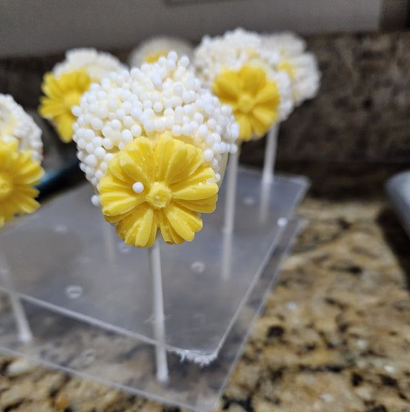 Sunshine Daisy Cake Pops – Handcrafted Vanilla Bean Treats (1 Dozen)