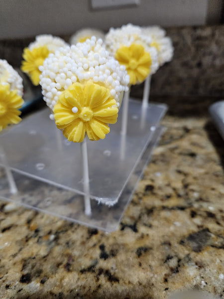 Sunshine Daisy Cake Pops – Handcrafted Vanilla Bean Treats (1 Dozen)